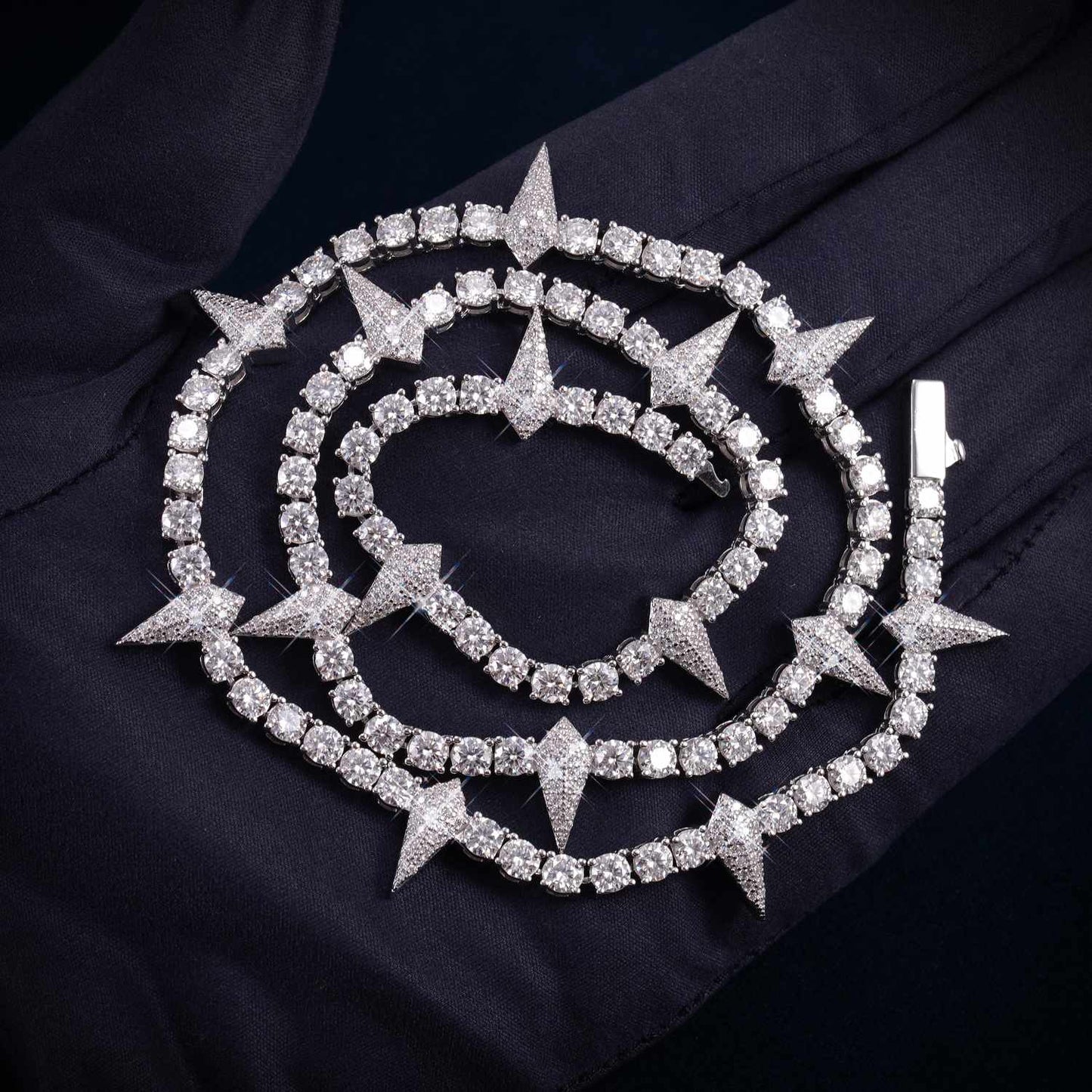 Spiked Tennis Chain VVS1 Moissanite GRA Certified