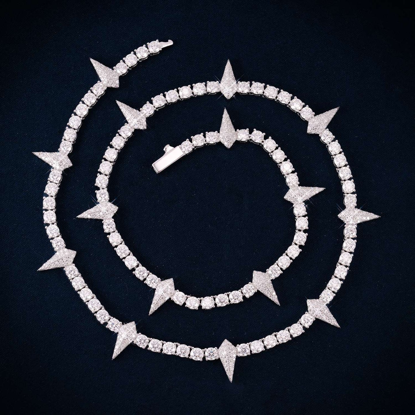 Spiked Tennis Chain VVS1 Moissanite GRA Certified