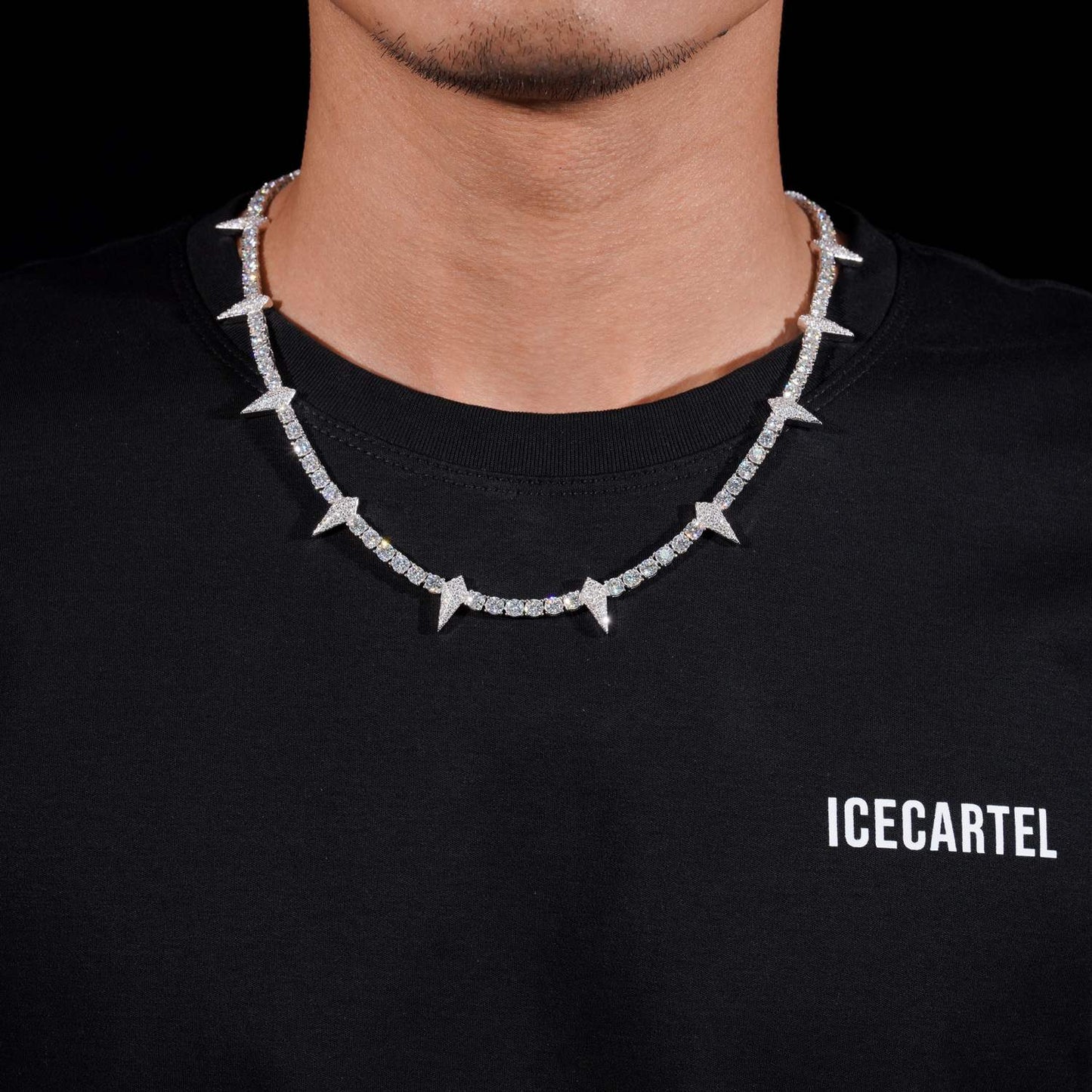 Spiked Tennis Chain VVS1 Moissanite GRA Certified