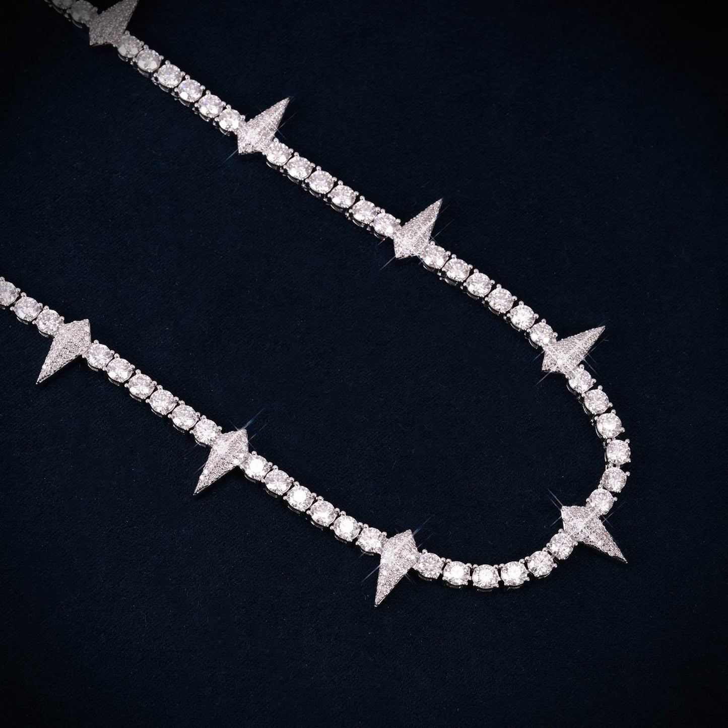 Spiked Tennis Chain VVS1 Moissanite GRA Certified