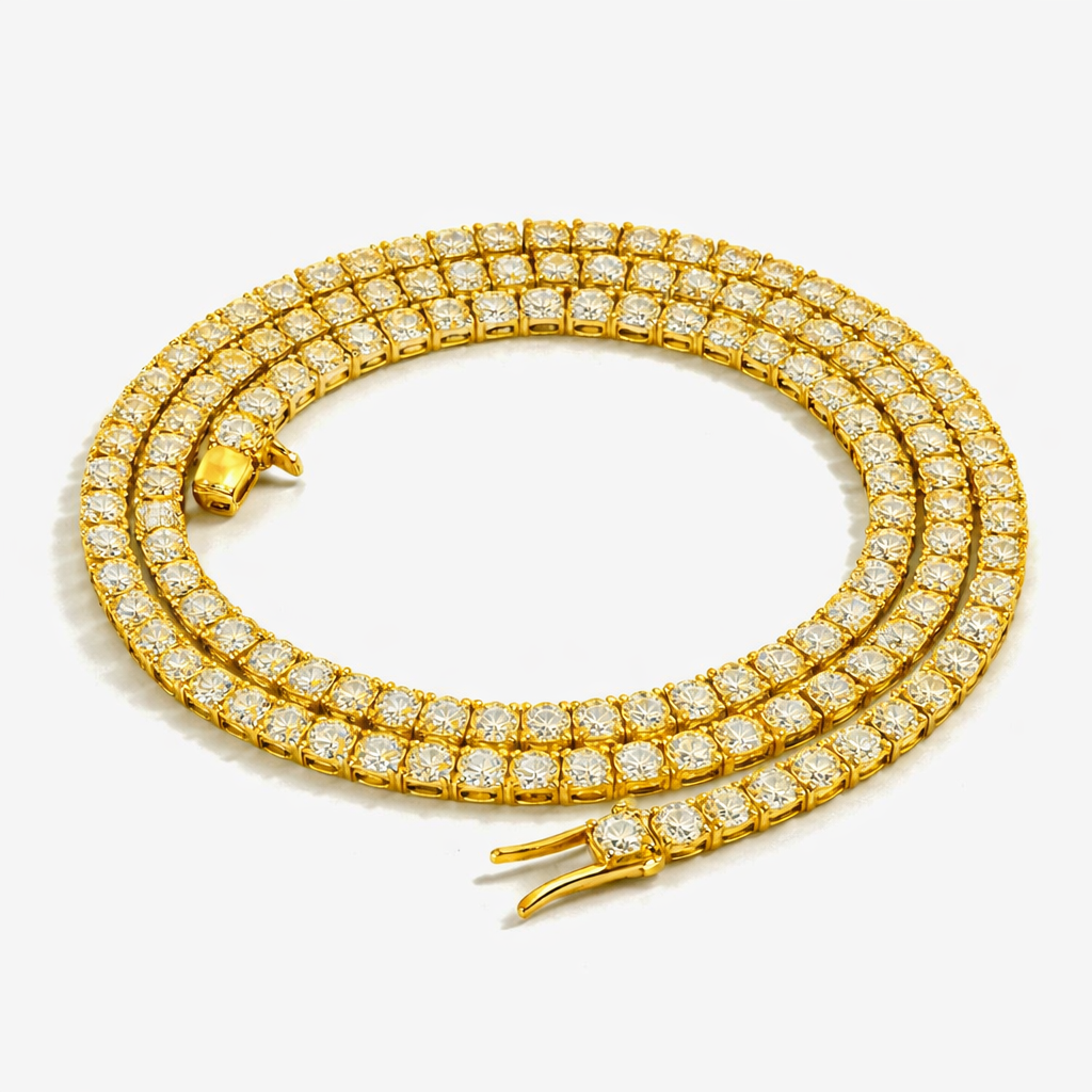 Moissanite Tennis Chain Unisex - Width 2mm-6.5mm - 925 Silver or 14K Gold Plated Over 925 Silver