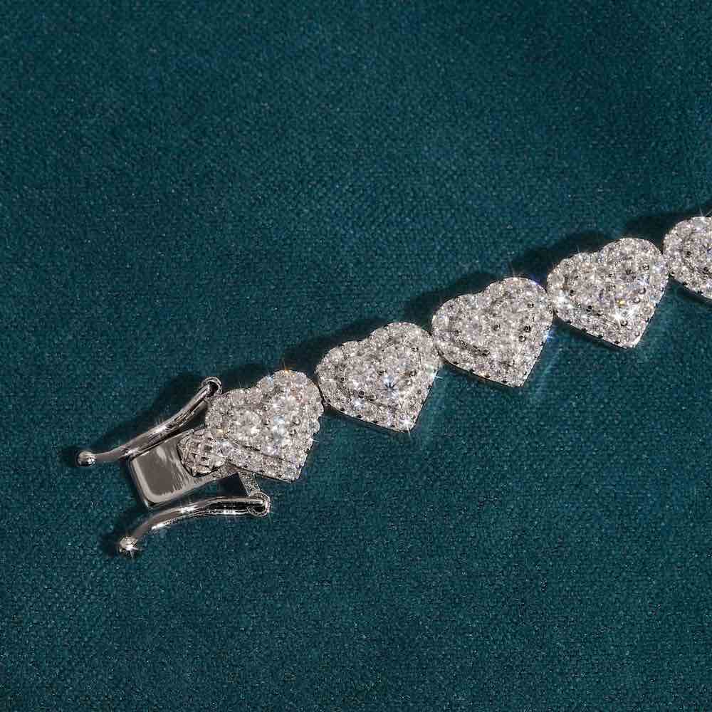 Heart Link Bracelet VVS1 Moissanite GRA Certified