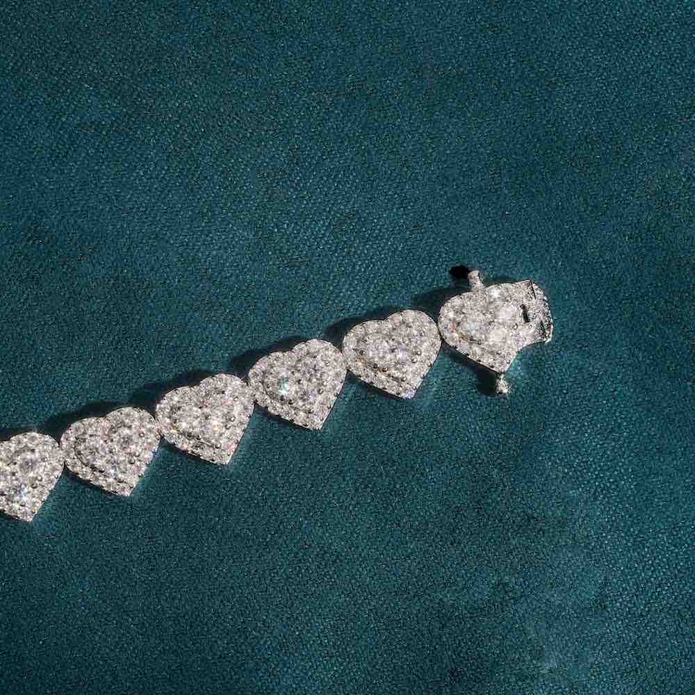 Heart Link Bracelet VVS1 Moissanite GRA Certified