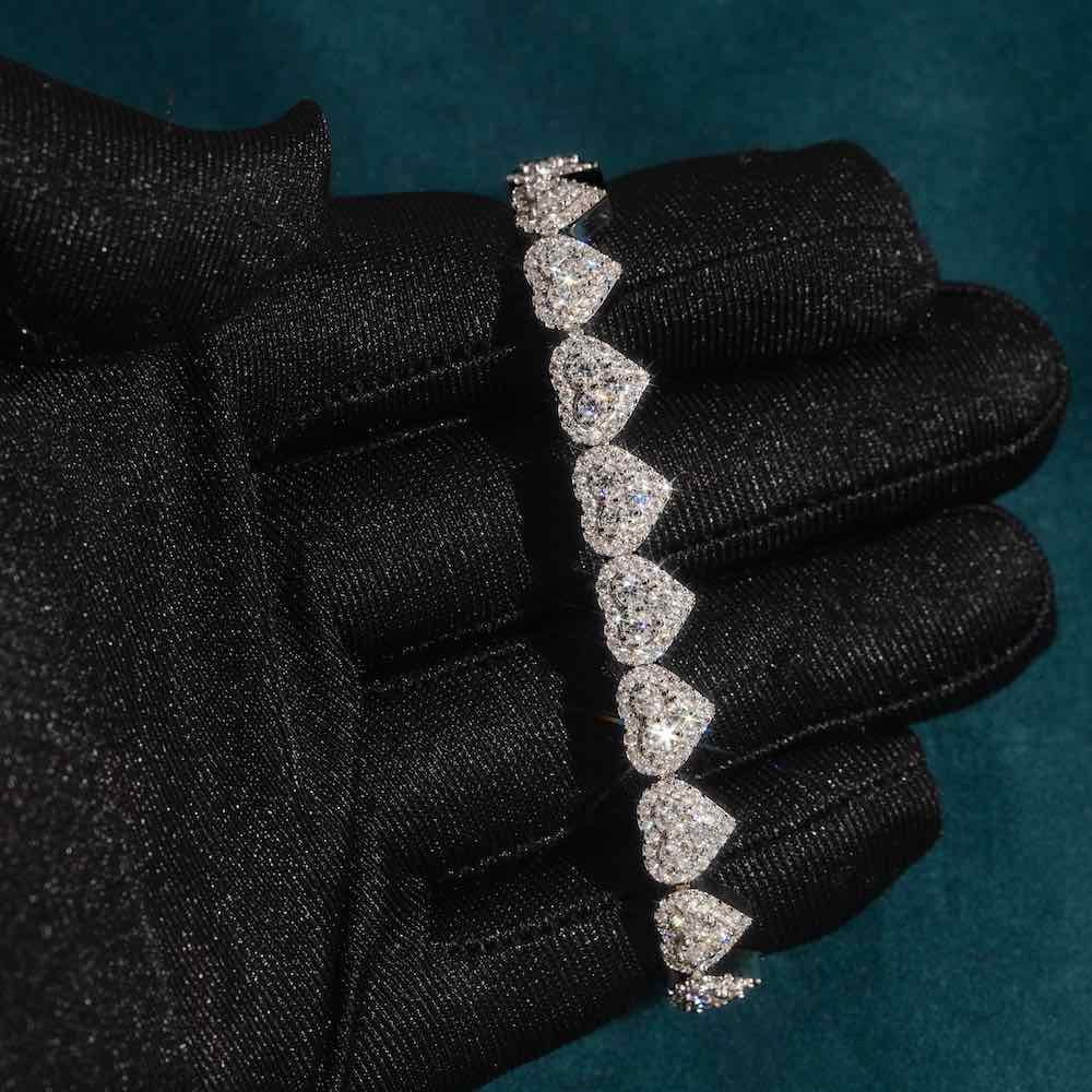 Heart Link Bracelet VVS1 Moissanite GRA Certified