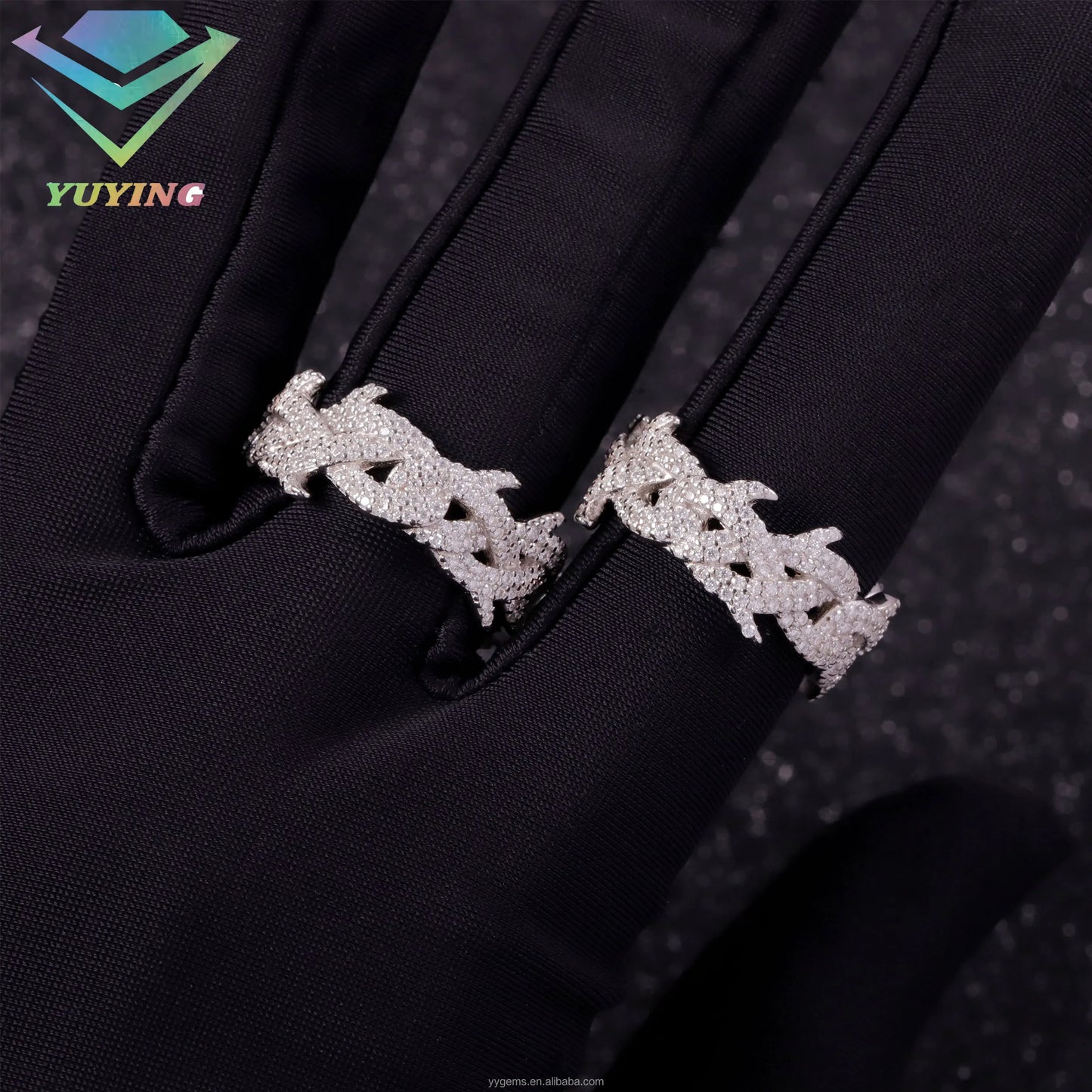 Thorned Cuban Link Ring VVS1 Moissanite GRA Certified