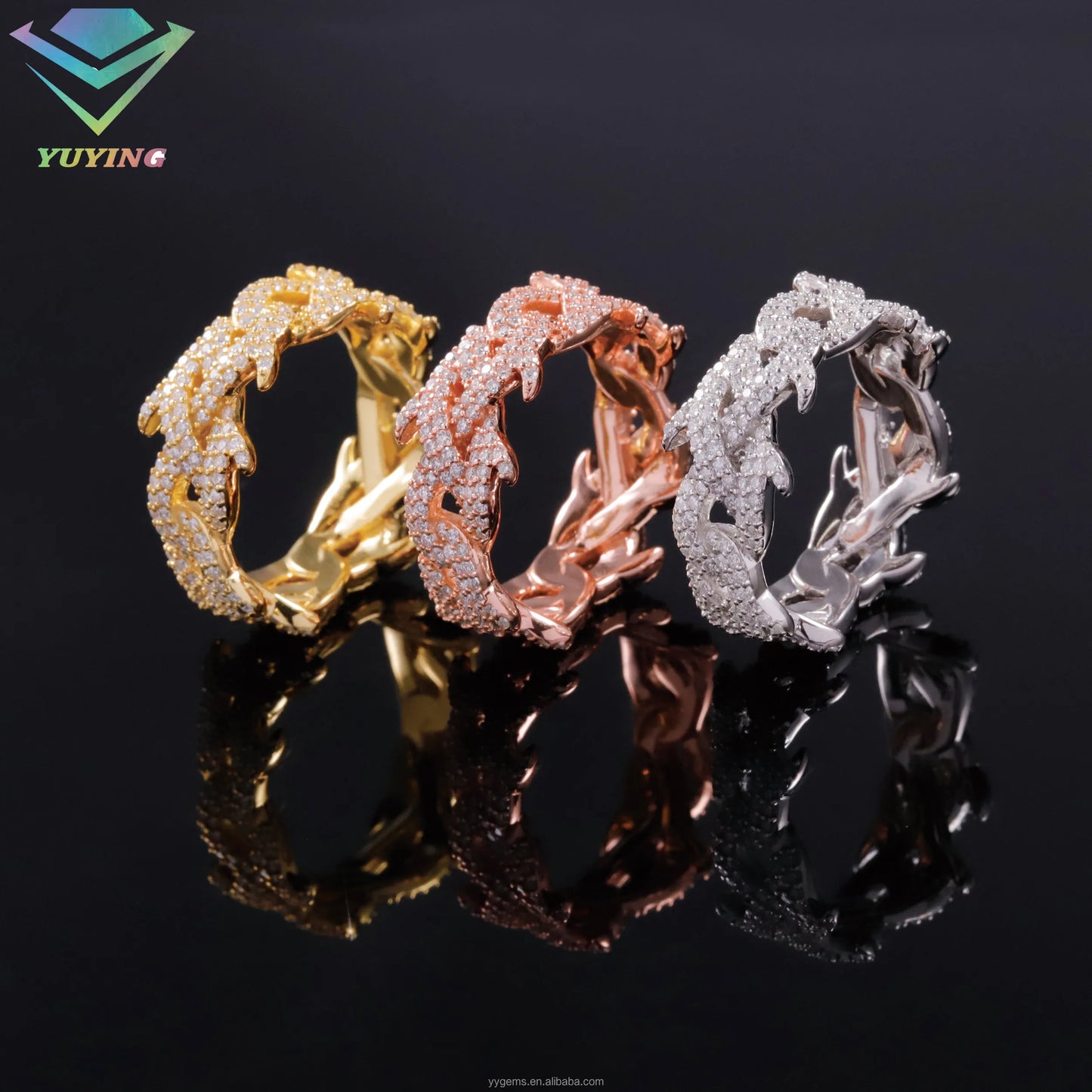 Thorned Cuban Link Ring VVS1 Moissanite GRA Certified