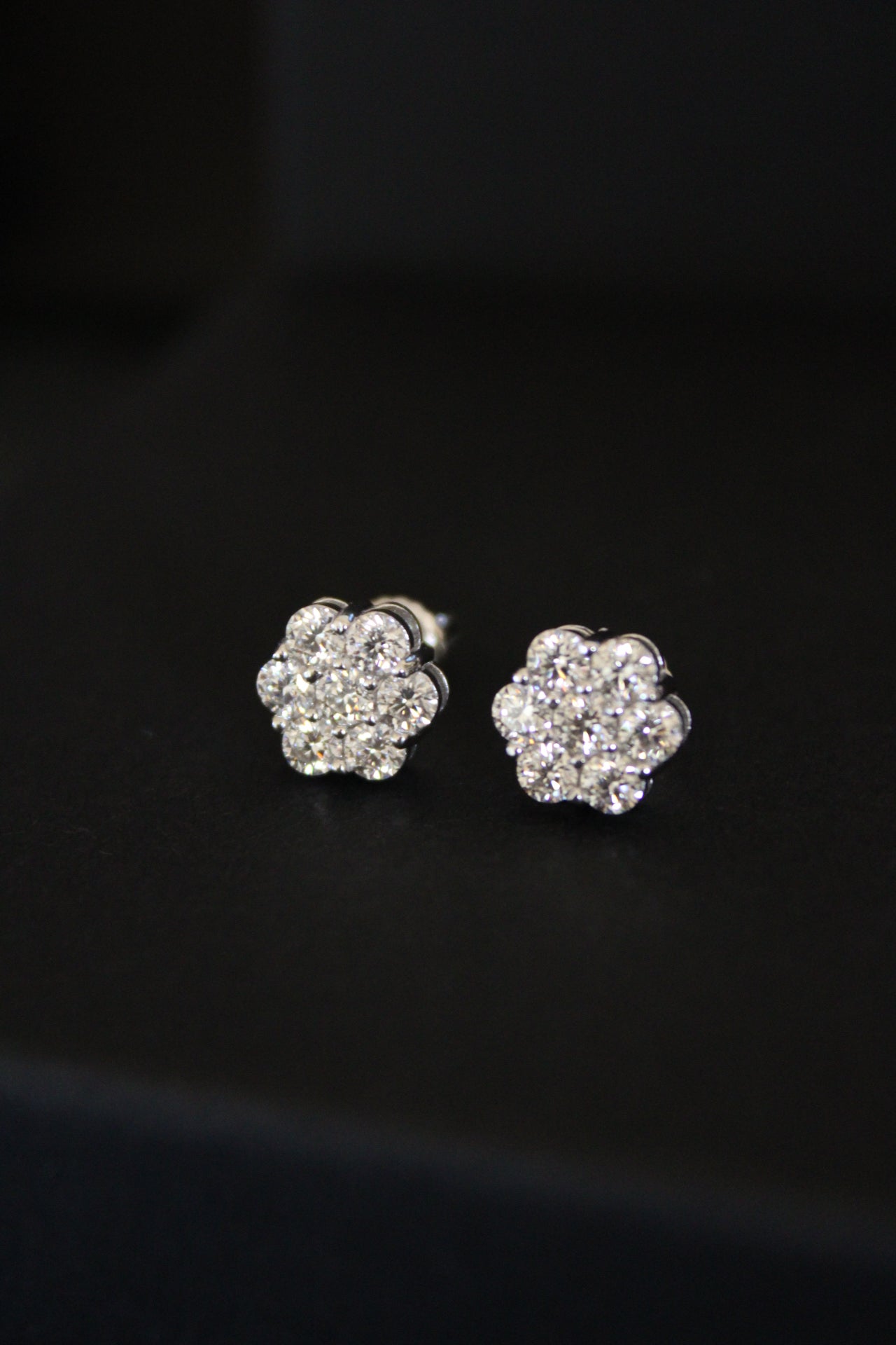 Floral Cluster Stud Earrings VVS1 Moissanite GRA Certified