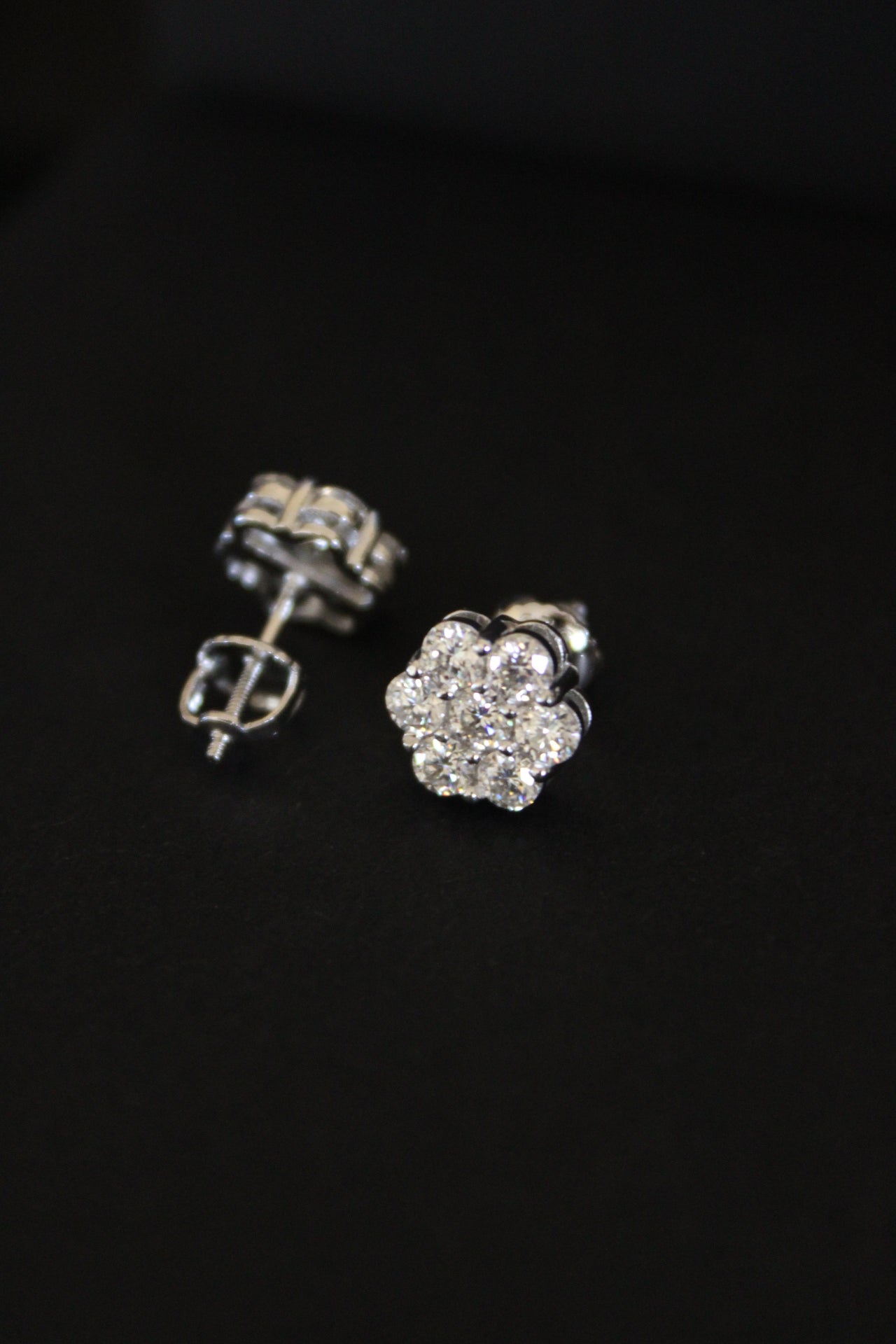 Floral Cluster Stud Earrings VVS1 Moissanite GRA Certified