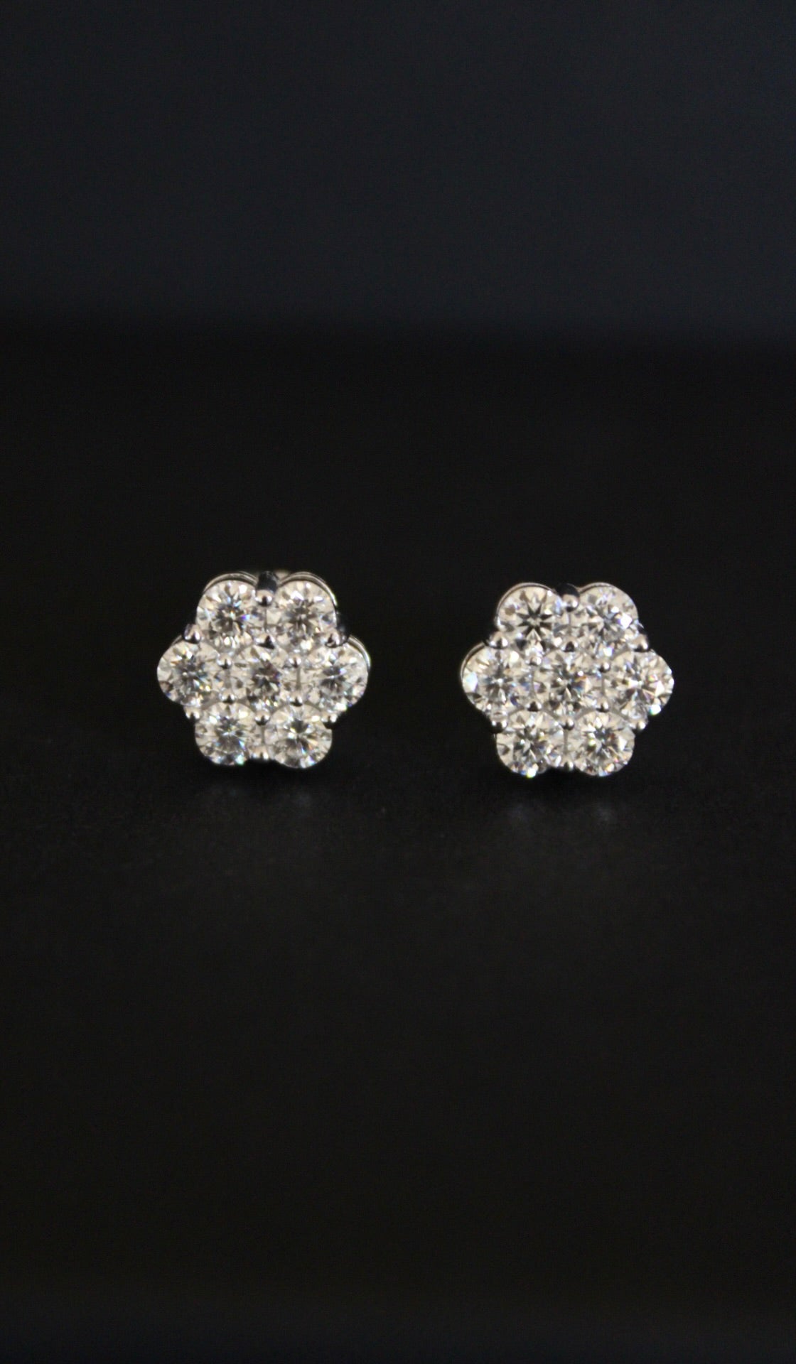 Floral Cluster Stud Earrings VVS1 Moissanite GRA Certified