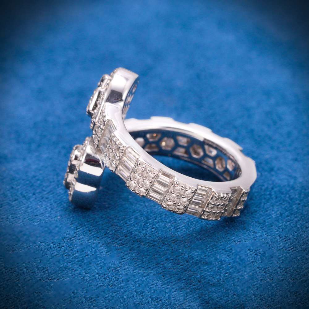 Split Heart Ring VVS1 Moissanite GRA Certified