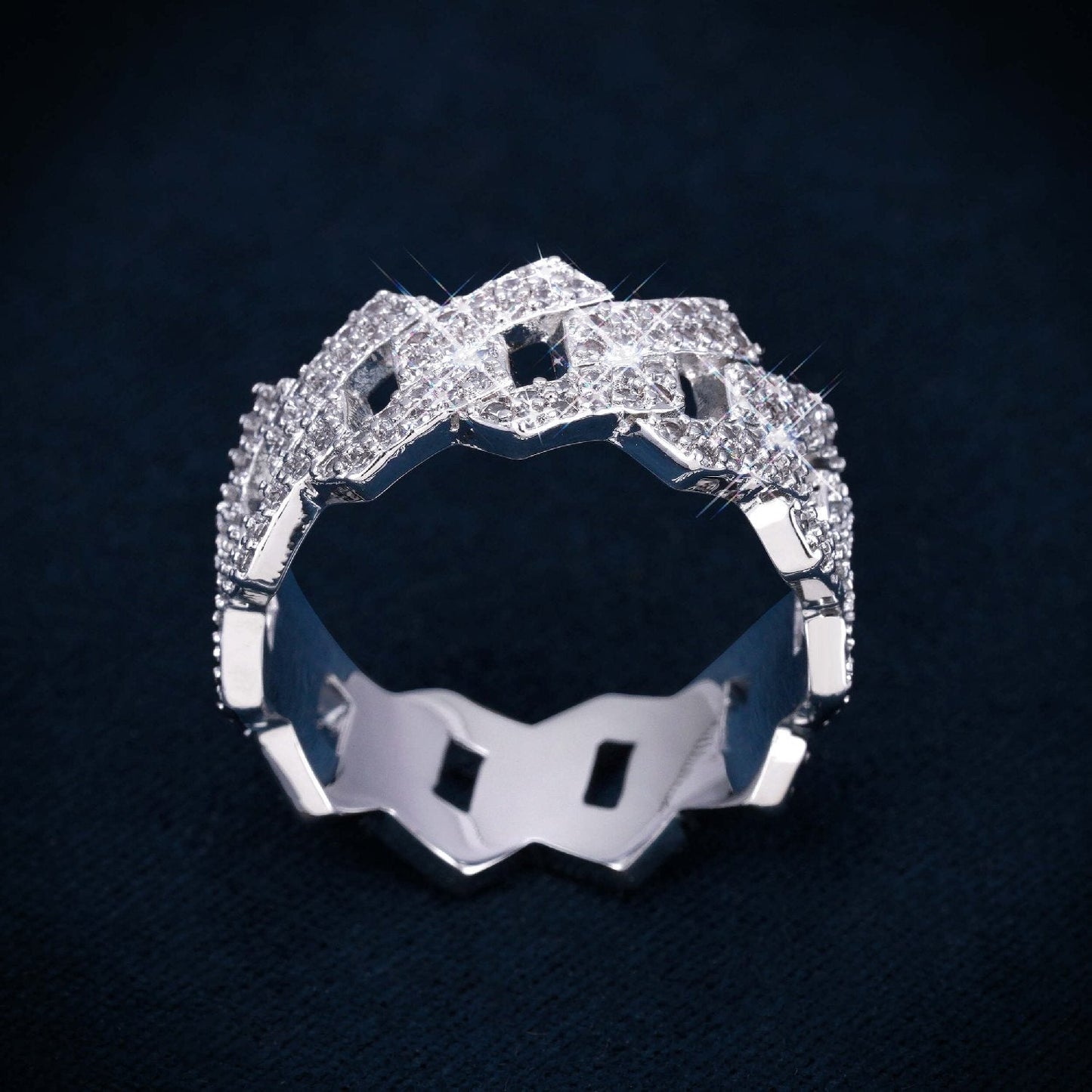 Cuban Link Ring VVS1 Moissanite GRA Certified