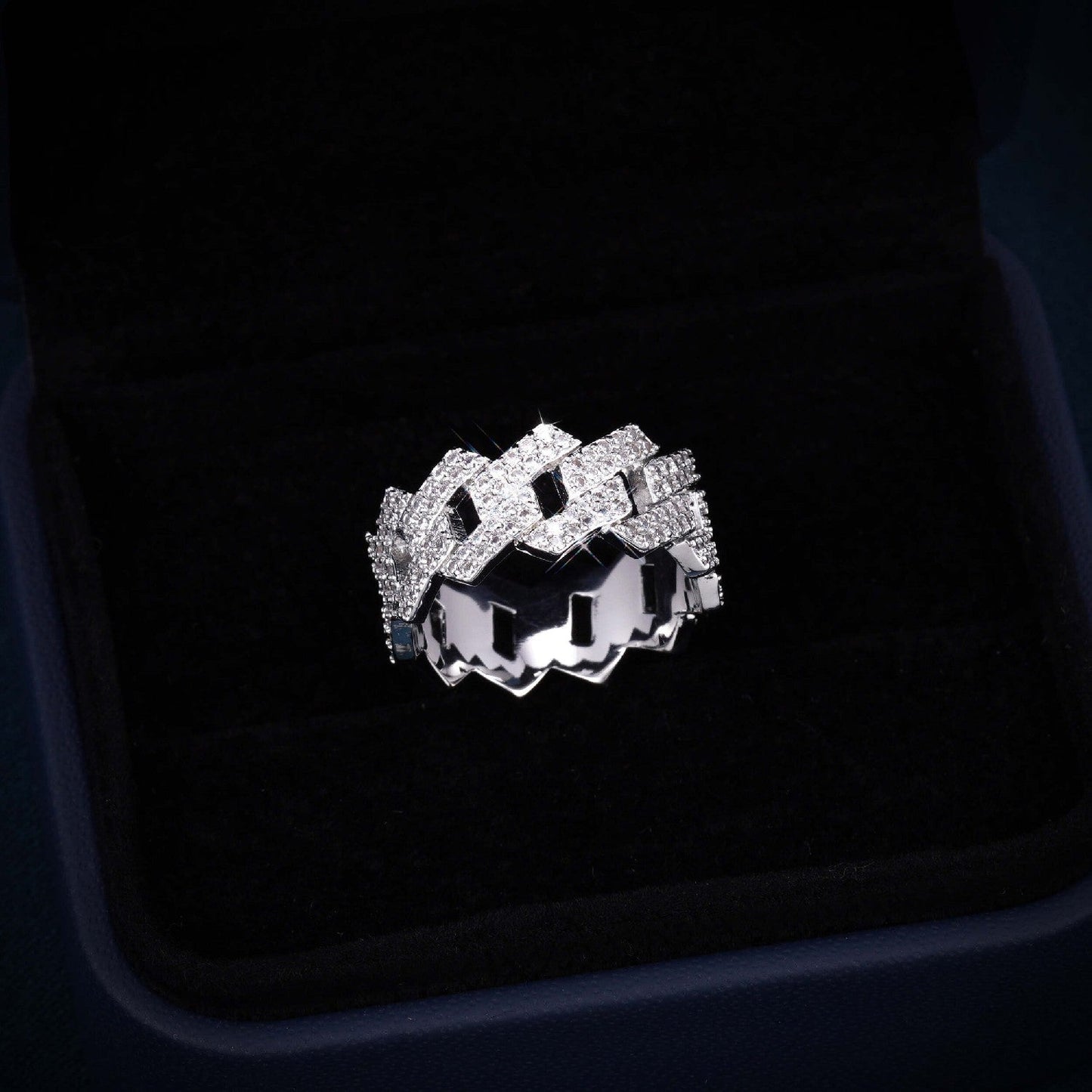 Cuban Link Ring VVS1 Moissanite GRA Certified