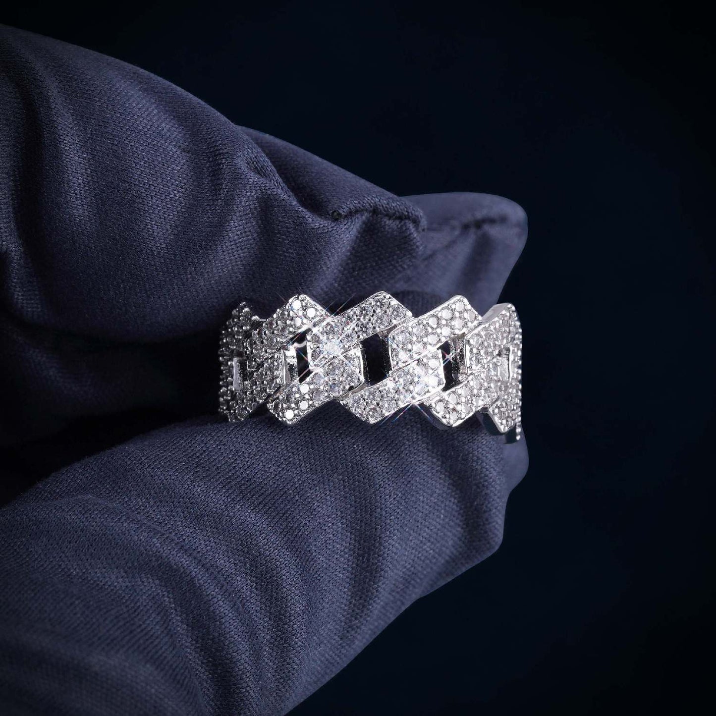 Cuban Link Ring VVS1 Moissanite GRA Certified
