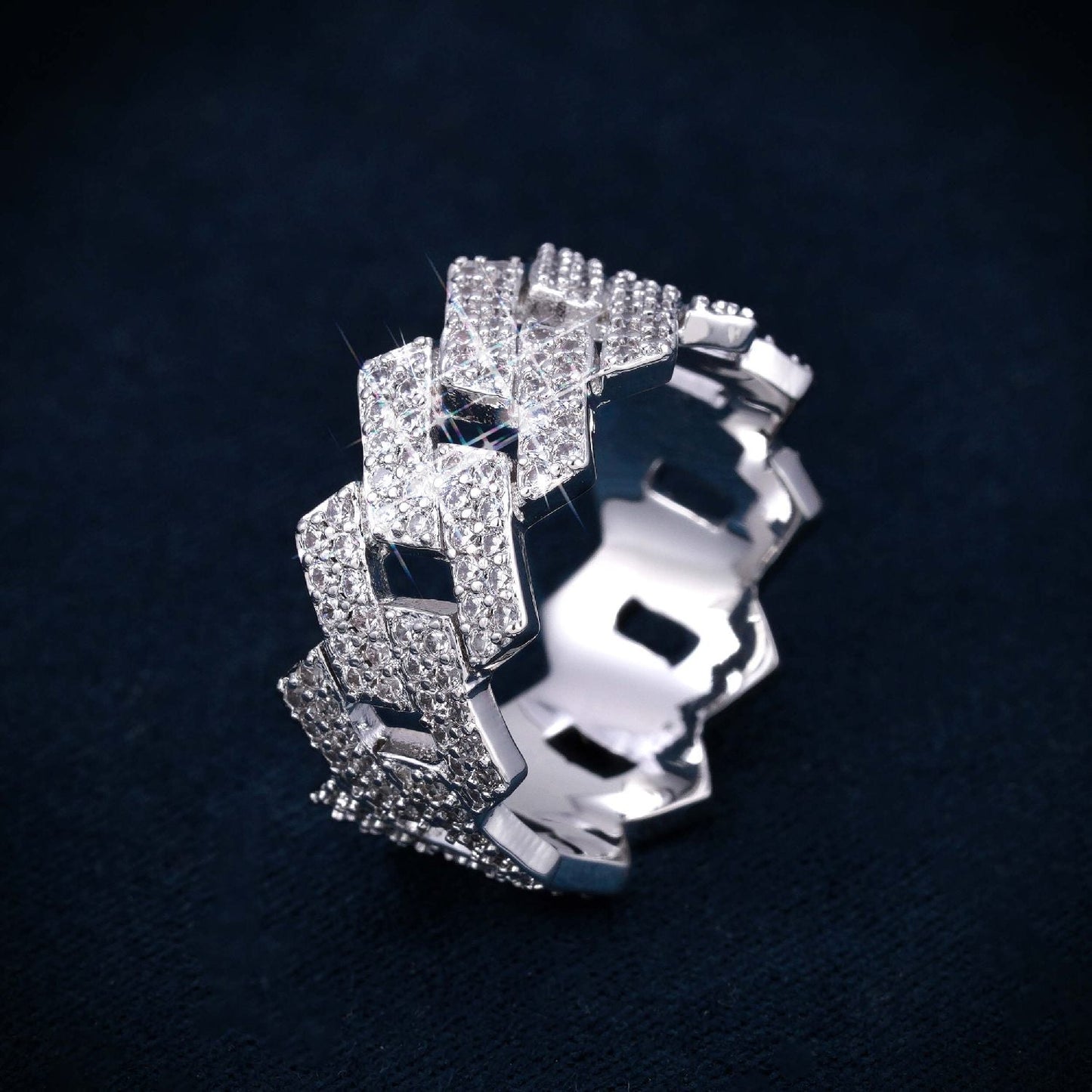 Cuban Link Ring VVS1 Moissanite GRA Certified