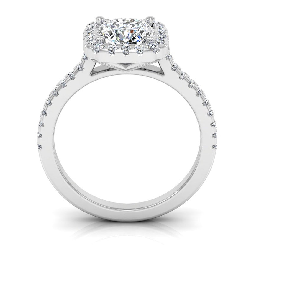 Round Halo Engagement Ring VVS1 Moissanite GRA Certified