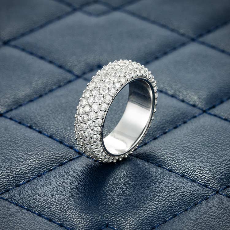 Five Row Band Ring VVS1 Moissanite GRA Certified