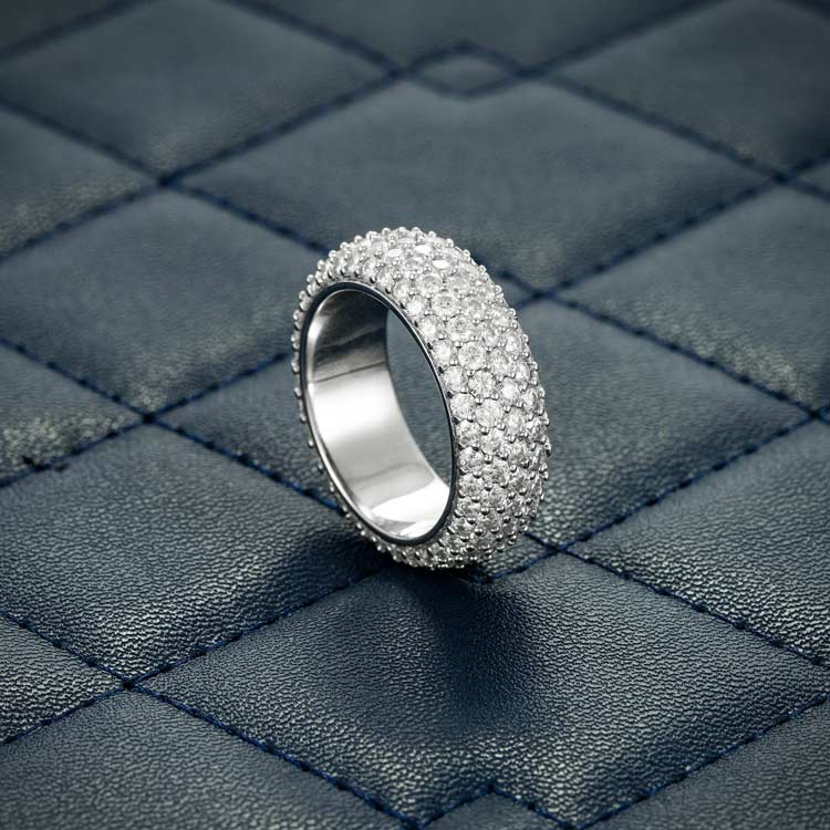 Five Row Band Ring VVS1 Moissanite GRA Certified