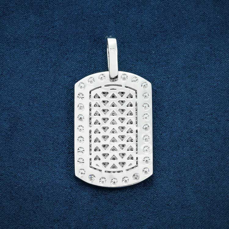 Halo Dog Tag Pendant VVS1 Moissanite GRA Certified