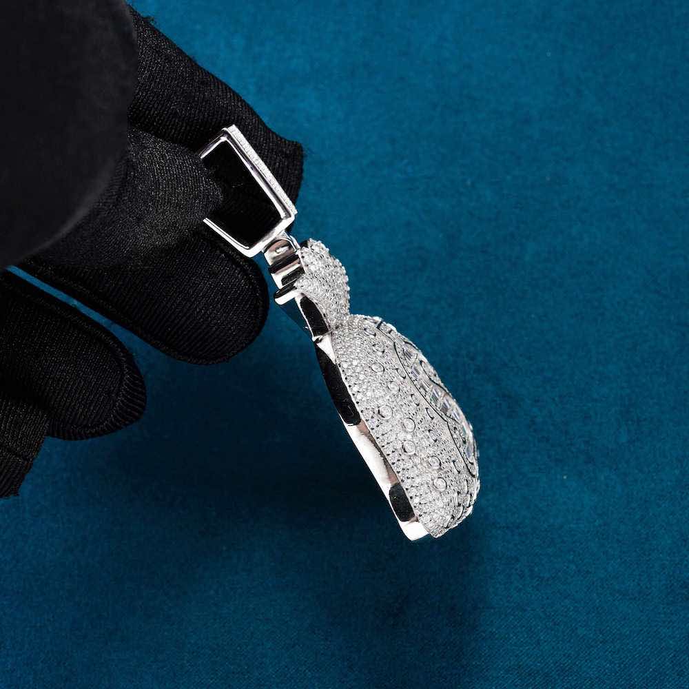 Money Bag Pendant VVS1 Moissanite GRA Certified