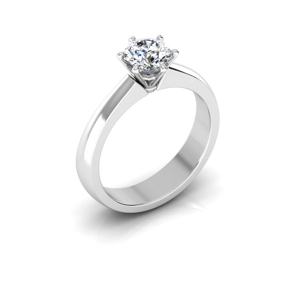 Brilliant Cut Solitaire Engagement Ring .5 Carats VVS1 Moissanite GRA Certified
