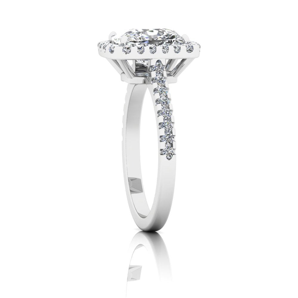 Rectangular Halo Engagement Ring VVS1 Moissanite GRA Certified