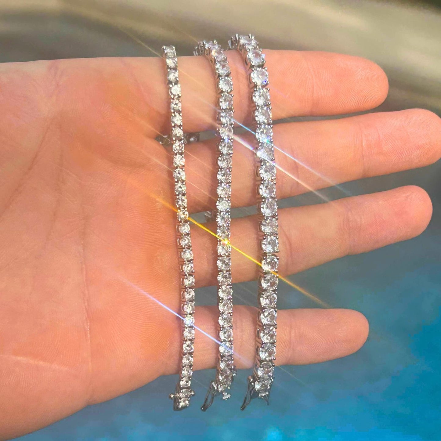 Moissanite Tennis Bracelet - Width 2mm–5mm - 925 Silver or 14K Gold Plated Over 925 Silver