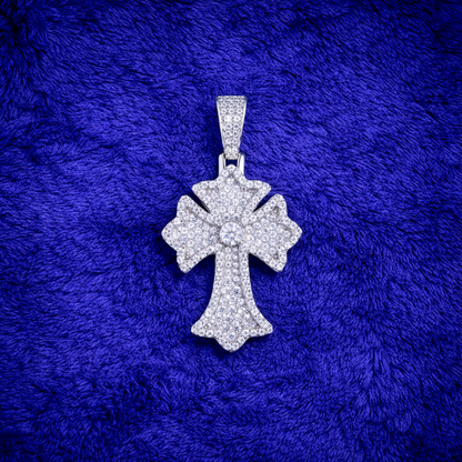 Moissanite Cross Pendant For Men - Iced Pavé Faith Charm Streetwear Style - 925 Silver or 14K Gold Plated Over 925 Silver
