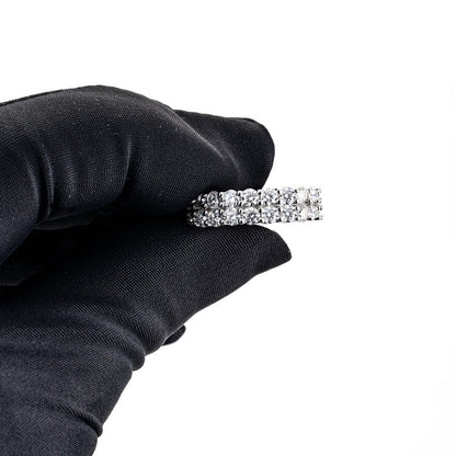 Two Row Band Ring VVS1 Moissanite GRA Certified