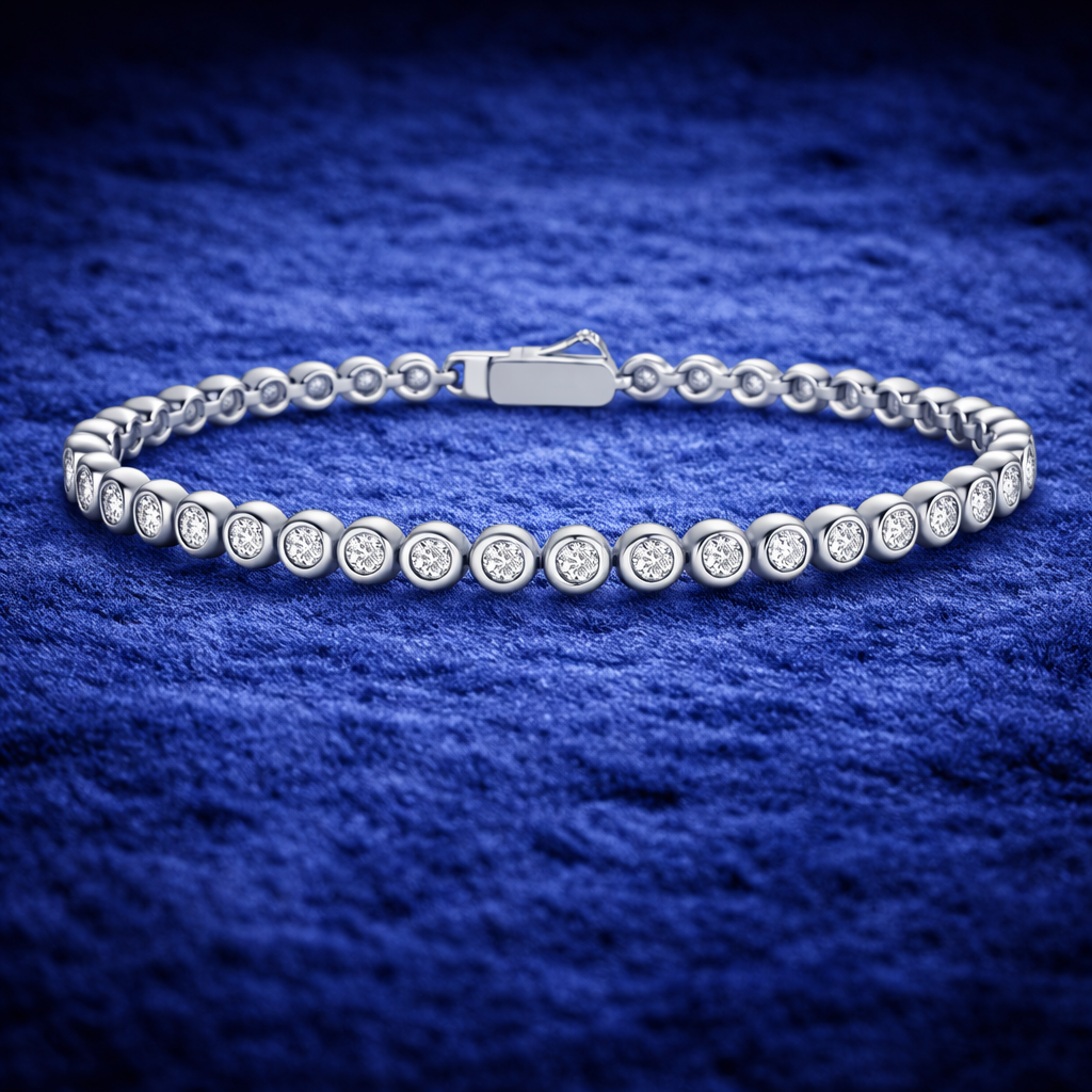 Moissanite Bezel Tennis Bracelet For Women 6.5 Inches - 925 Silver