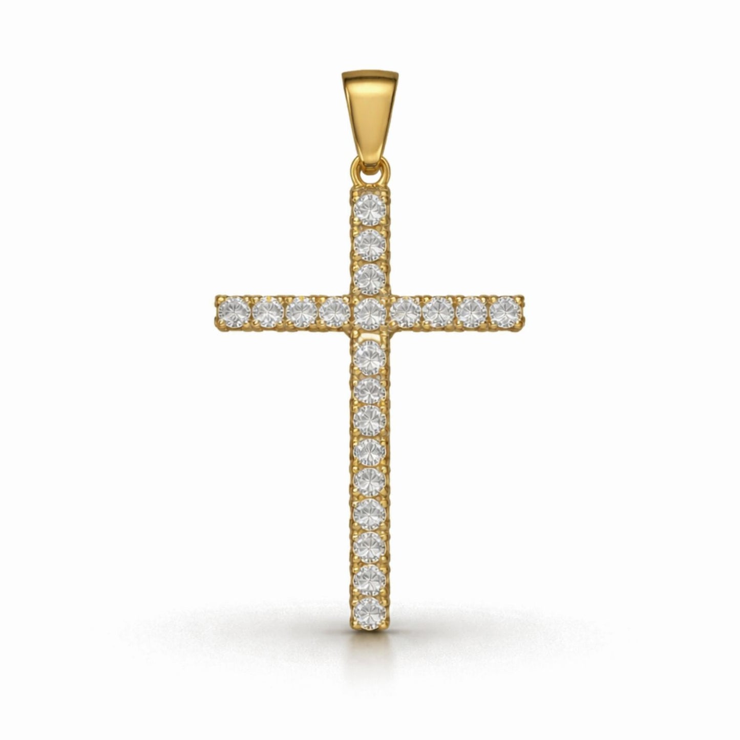 Moissanite Cross Pendant Iced Out Minimalist Unisex - 925 Silver or 14K Gold Plated Over 925 Silver