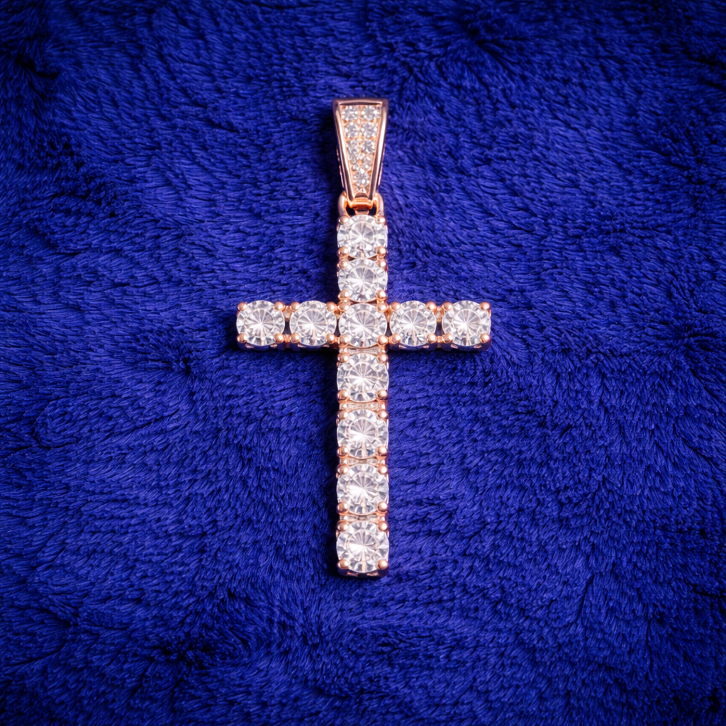 Moissanite Cross Pendant Small Cross Shaped Unisex - 925 Silver/14K Gold Plated/Rose Gold Plated