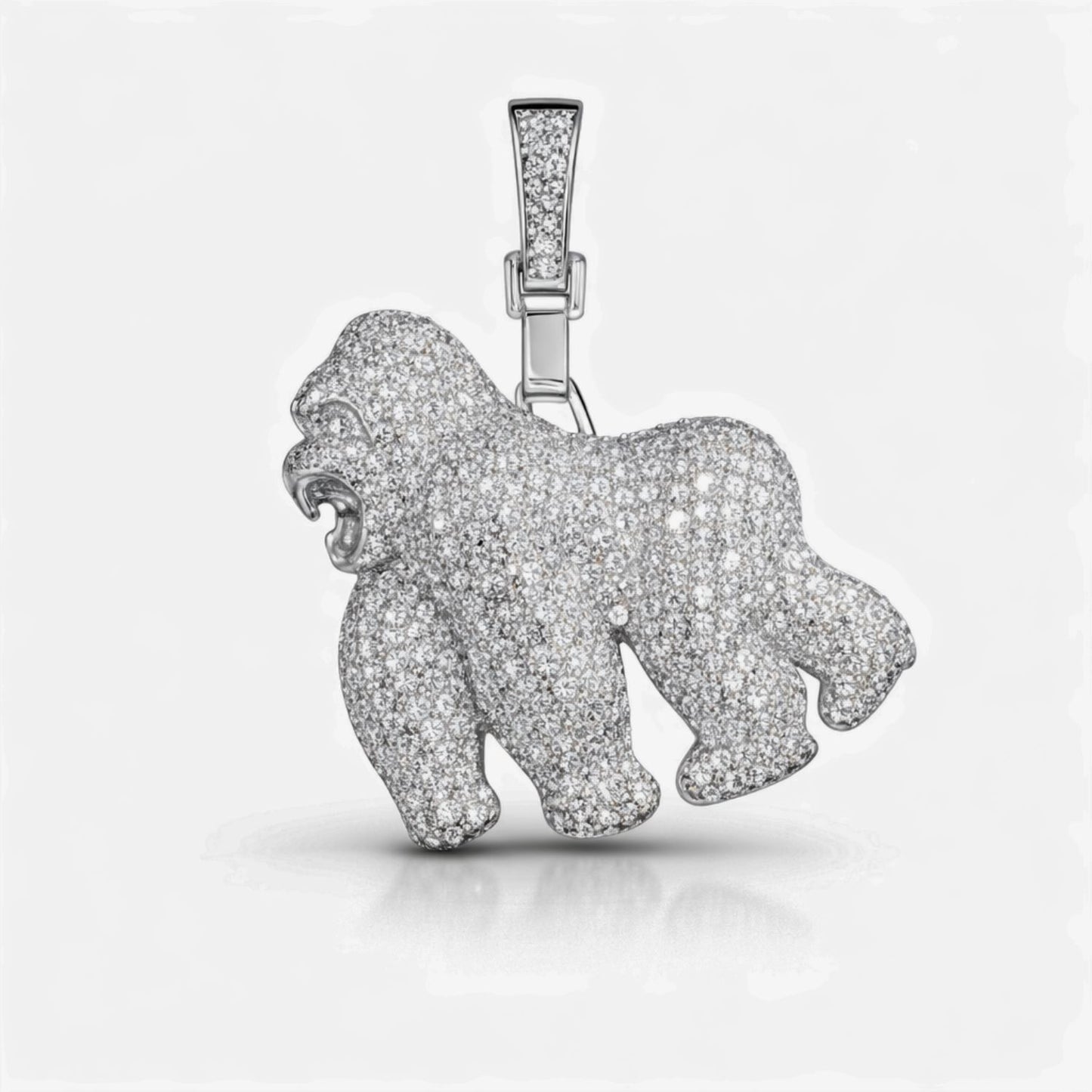 Moissanite Gorilla Pendant For Men - Iced Out Gorilla Shaped Charm - 925 Silver or 14K Gold Plated Over 925 Silver