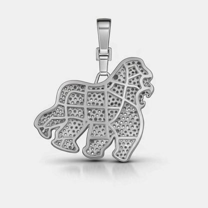 Moissanite Gorilla Pendant For Men - Iced Out Gorilla Shaped Charm - 925 Silver or 14K Gold Plated Over 925 Silver