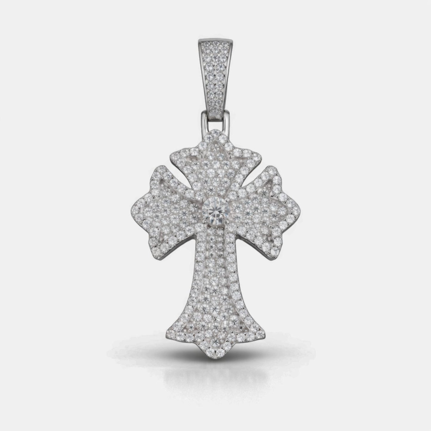 Moissanite Cross Pendant For Men - Iced Pavé Faith Charm Streetwear Style - 925 Silver or 14K Gold Plated Over 925 Silver