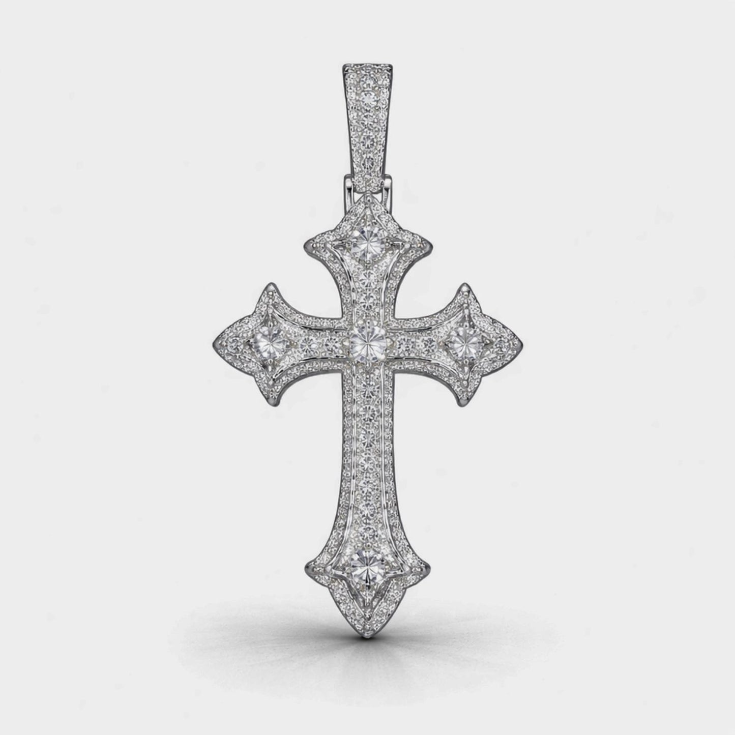 Moissanite Cross Pendant For Men - Iced Pavé Faith Charm Minimal Sharp Style - 925 Silver or 14K Gold Plated Over 925 Silver