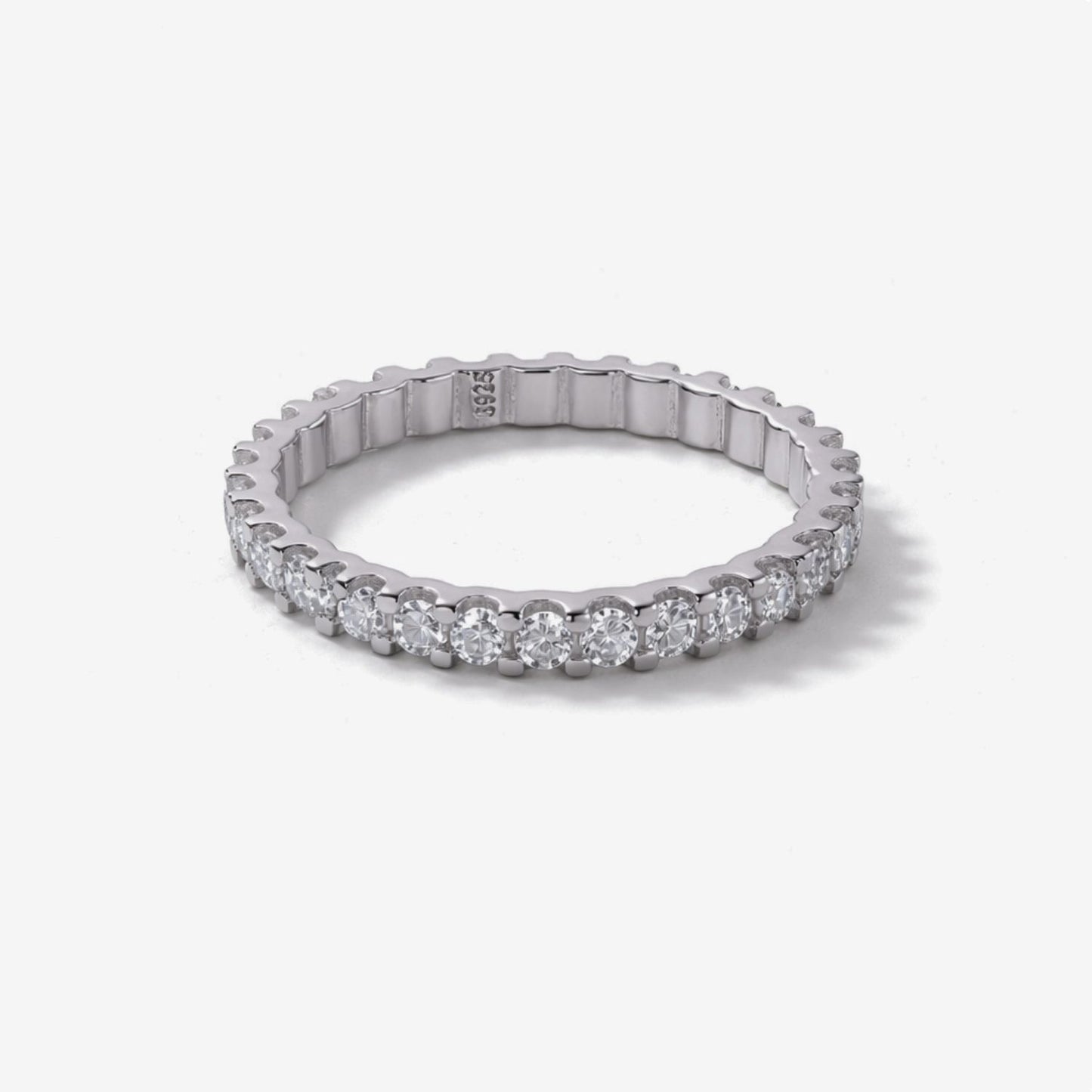 Moissanite Eternity Ring - Minimalist Unisex Pavé Circle Band - 925 Silver