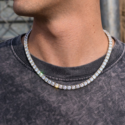 Moissanite Tennis Chain Unisex - Width 2mm-6.5mm - 925 Silver or 14K Gold Plated Over 925 Silver