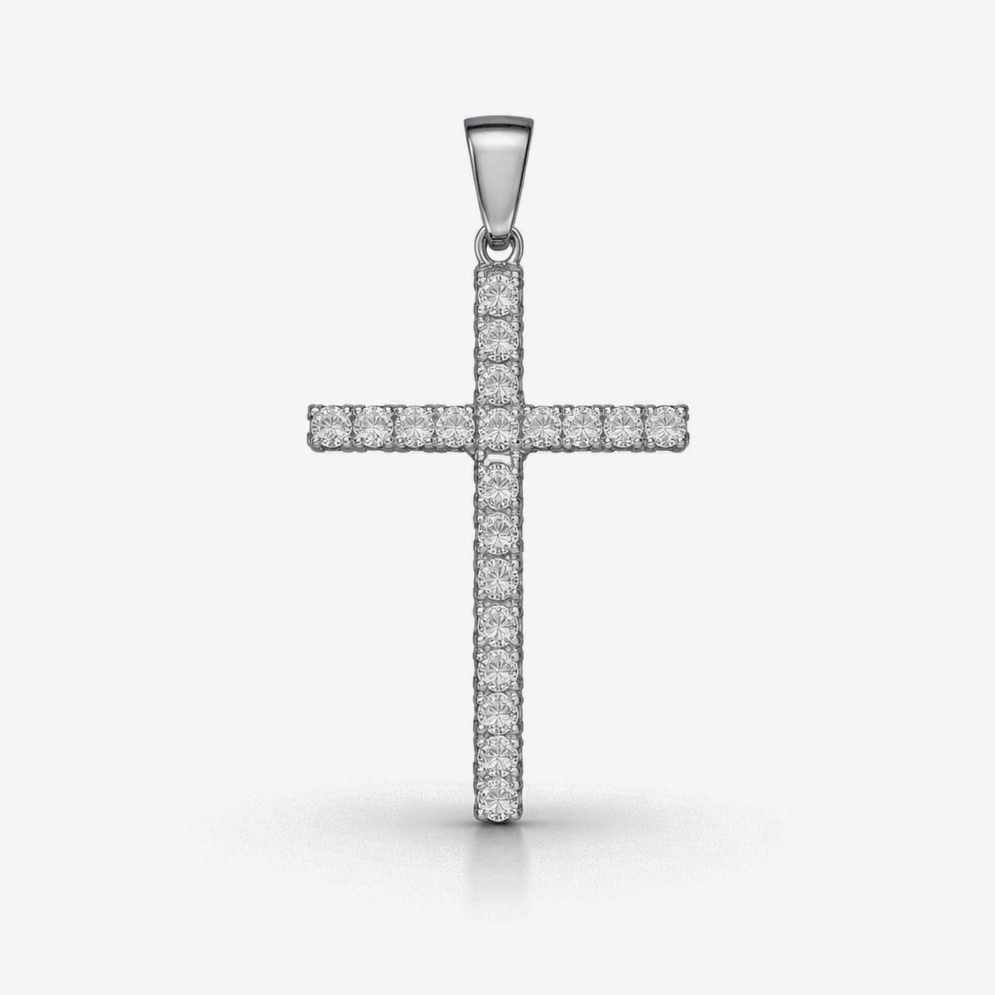 Moissanite Cross Pendant Iced Out Minimalist Unisex - 925 Silver or 14K Gold Plated Over 925 Silver