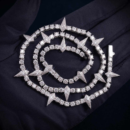 Spiked Tennis Chain VVS1 Moissanite GRA Certified