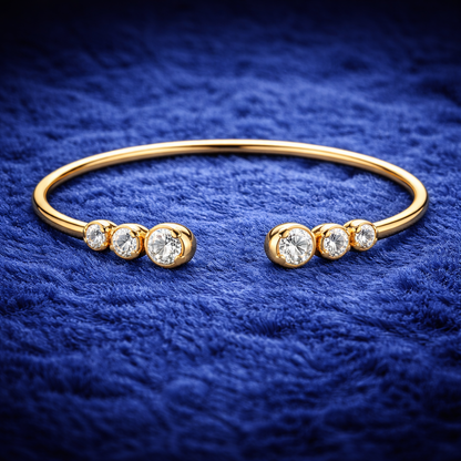Moissanite Open Cuff Bracelet For Women - 2.56" Diameter - 925 Silver or 14K Gold Plated Over 925 Silver
