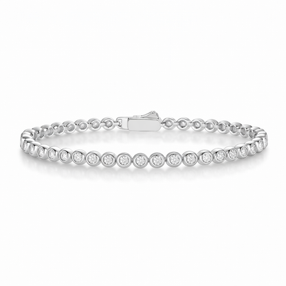 Moissanite Bezel Tennis Bracelet For Women 6.5 Inches - 925 Silver
