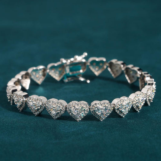 Heart Link Bracelet VVS1 Moissanite GRA Certified