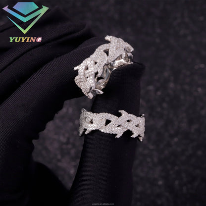 Thorned Cuban Link Ring VVS1 Moissanite GRA Certified
