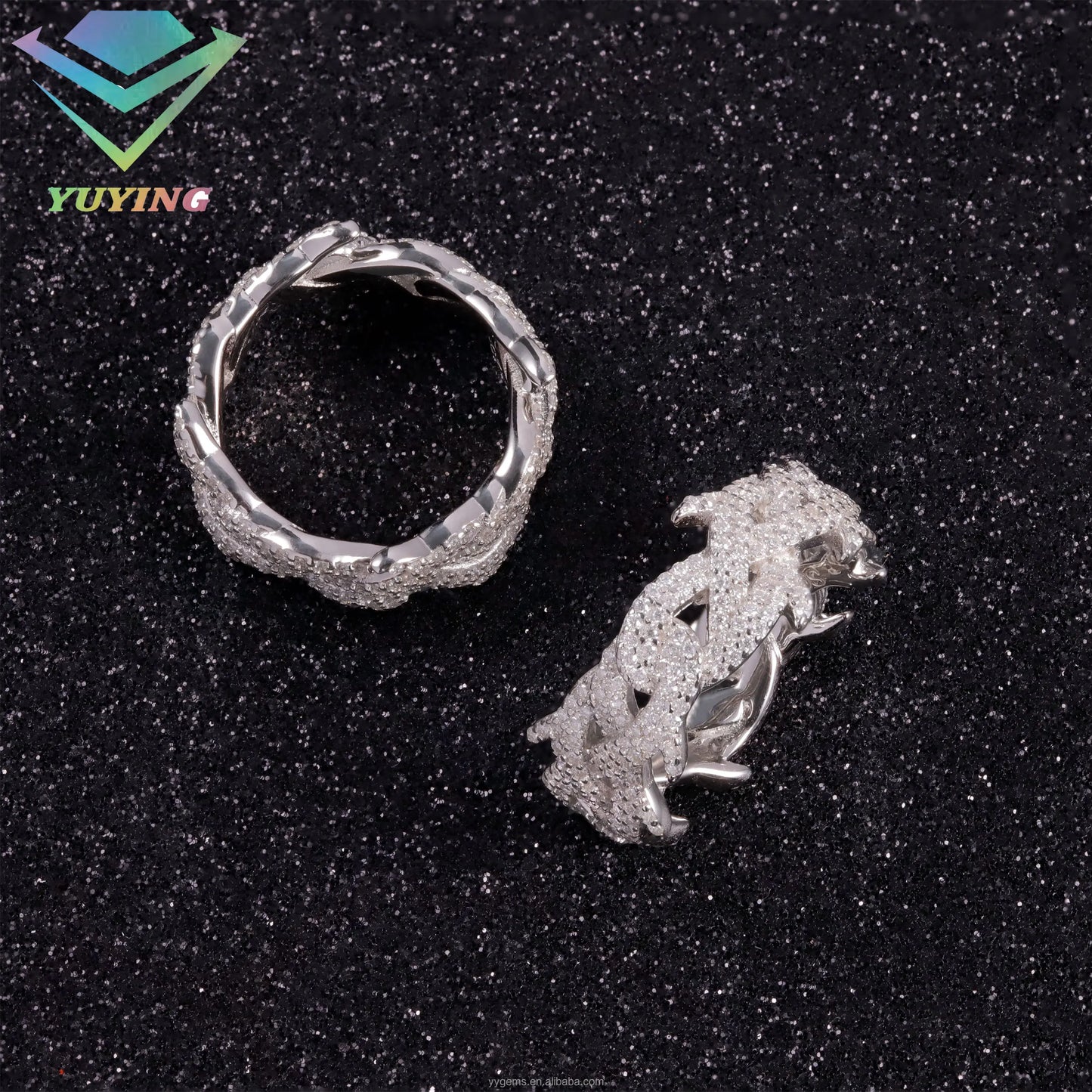 Thorned Cuban Link Ring VVS1 Moissanite GRA Certified