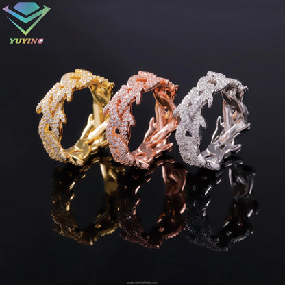 Thorned Cuban Link Ring VVS1 Moissanite GRA Certified
