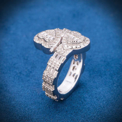 Split Heart Ring VVS1 Moissanite GRA Certified