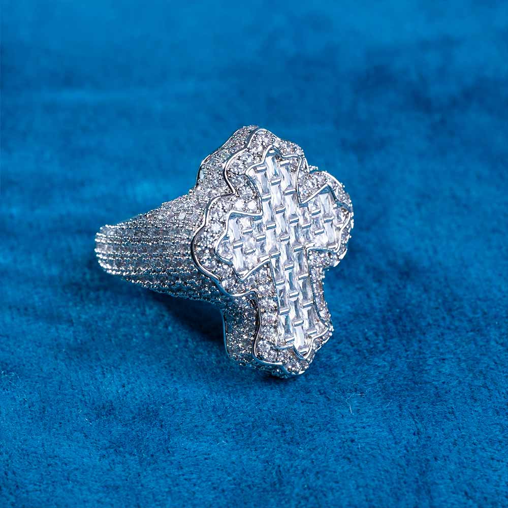 Fleur Cross Ring VVS1 Moissanite GRA Certified