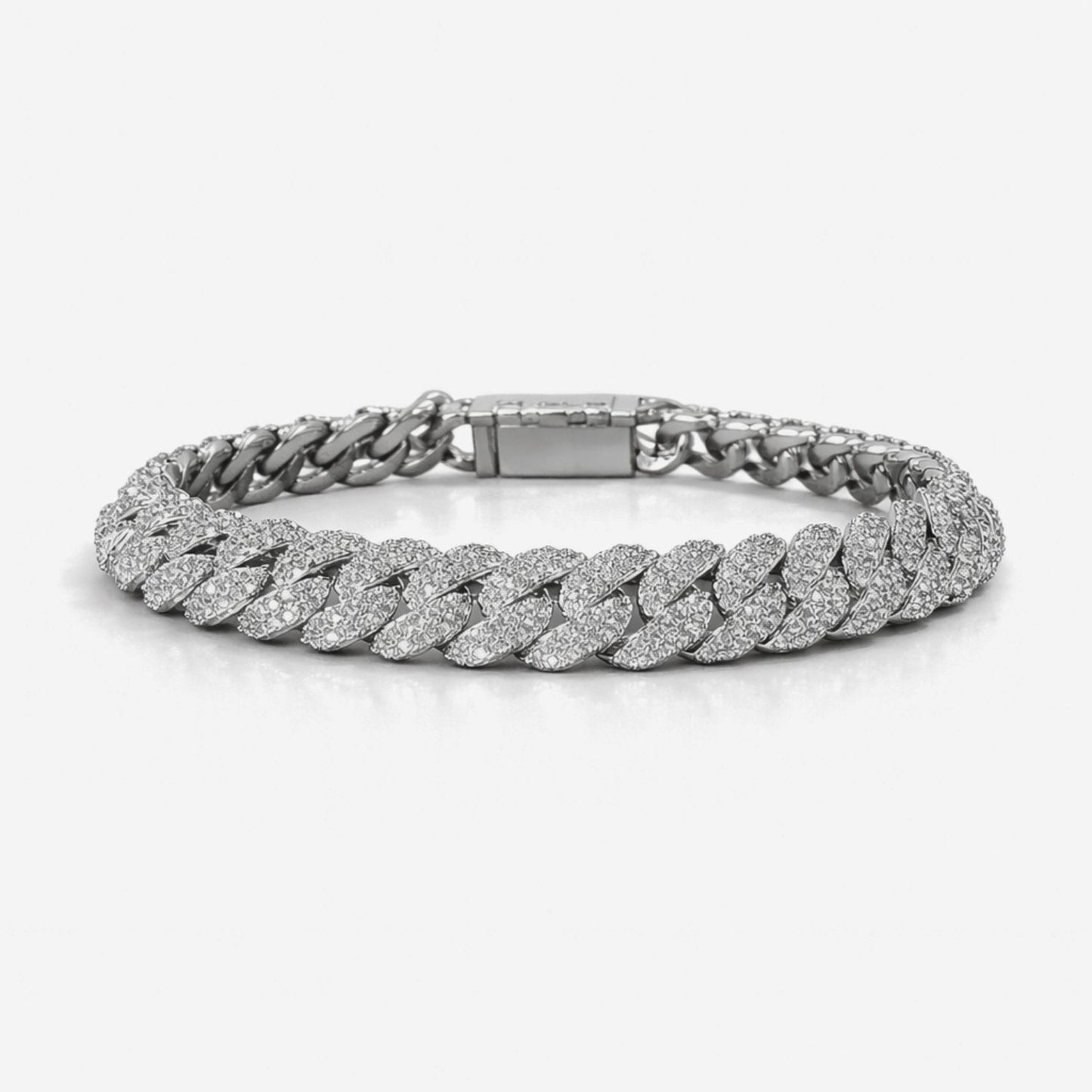 Moissanite Cuban Bracelet For Men - Width 6mm-15mm - 925 Silver