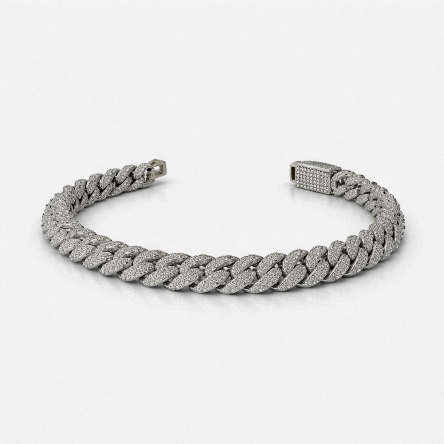 Moissanite Cuban Bracelet For Men - Width 6mm-15mm - 925 Silver