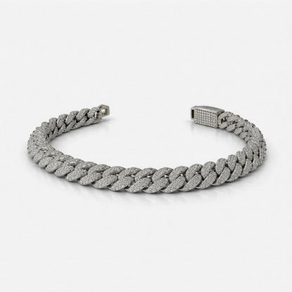Moissanite Cuban Bracelet For Men - Width 6mm-15mm - 925 Silver